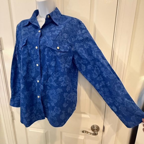 Ralph Lauren Indigo Floral Button Up Shirt Size Large - Picture 1 of 5